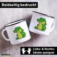 Emaille Tasse Krokodil Comic 300ml Vintage Emaille Becher