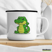 Emaille Tasse Krokodil Comic 300ml Vintage Emaille Becher
