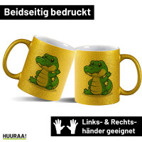 Glitzertasse Krokodil Comic 330ml