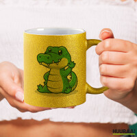 Glitzertasse Krokodil Comic 330ml
