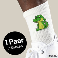 Unisex Socken Krokodil Comic Größe 37/46 White Motiv Tennissocken
