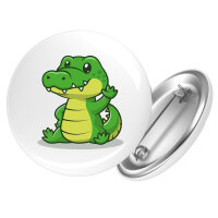Button Krokodil Comic rund