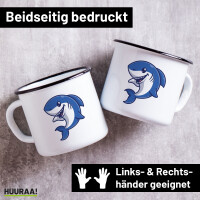 Emaille Tasse Hai Comic 300ml Vintage Emaille Becher