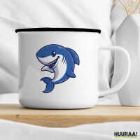 Emaille Tasse Hai Comic 300ml Vintage Emaille Becher