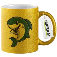 Glitzertasse Hai Comic 330ml
