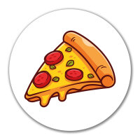 Aufkleber Pizza Stück Comic 10cm rund