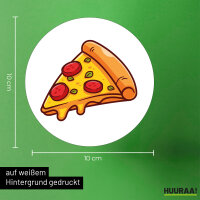 Aufkleber Pizza Stück Comic 10cm rund