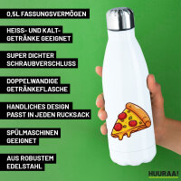 Edelstahl-Trinkflasche Pizza Stück Comic 500ml Wasserflasche