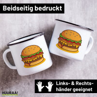 Emaille Tasse Burger Comic 300ml Vintage Emaille Becher