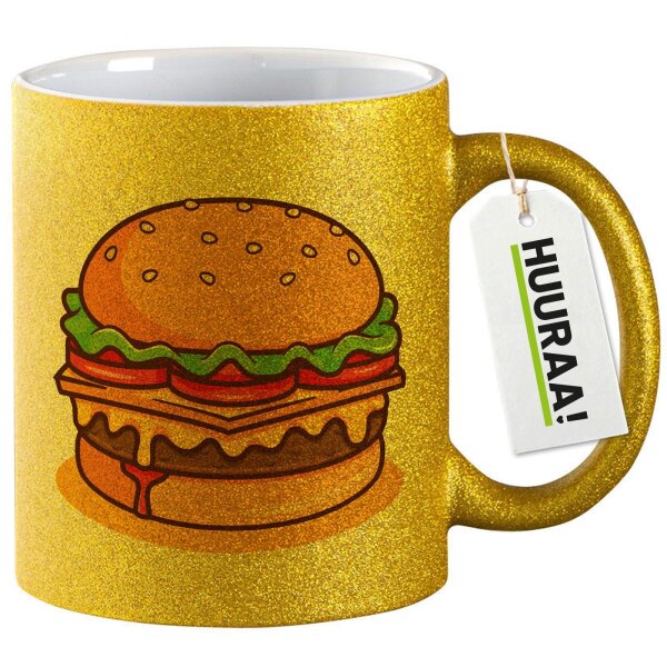 Glitzertasse Burger Comic 330ml