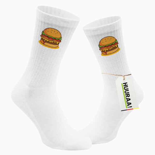 Unisex Socken Burger Comic Größe 37/46 White Motiv Tennissocken