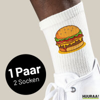 Unisex Socken Burger Comic Größe 37/46 White...