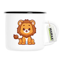 Emaille Tasse Löwe Comic 300ml Vintage Emaille Becher