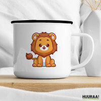 Emaille Tasse Löwe Comic 300ml Vintage Emaille Becher