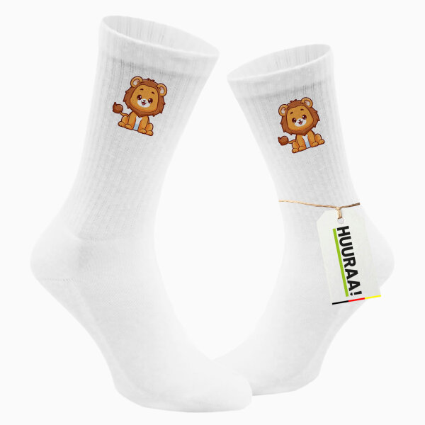 Unisex Socken Löwe Comic Größe 37/46 White Motiv Tennissocken