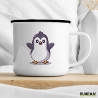 Emaille Tasse Pinguin Comic 300ml Vintage Emaille Becher