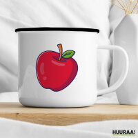 Emaille Tasse Apfel Comic 300ml Vintage Emaille Becher