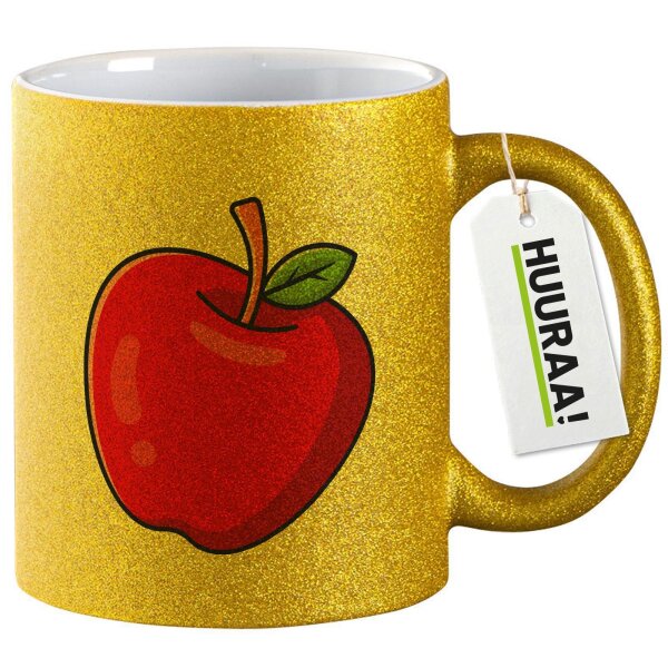 Glitzertasse Apfel Comic 330ml