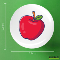 Button Apfel Comic rund