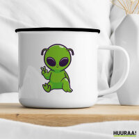 Emaille Tasse Alien Comic 300ml Vintage Emaille Becher