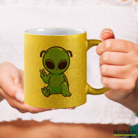 Glitzertasse Alien Comic 330ml