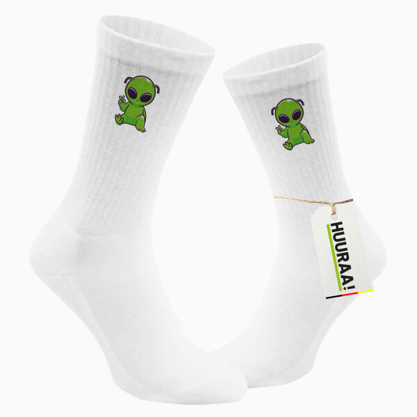 Unisex Socken Alien Comic Größe 37/46 White Motiv Tennissocken