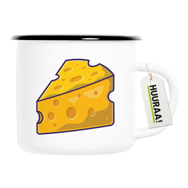 Emaille Tasse Käse Comic 300ml Vintage Emaille Becher