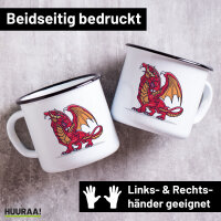 Emaille Tasse Drache Comic 300ml Vintage