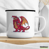Emaille Tasse Drache Comic 300ml Vintage