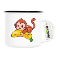 Emaille Tasse Süßer Affe Comic 300ml Vintage Emaille Becher