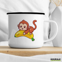 Emaille Tasse Süßer Affe Comic 300ml Vintage