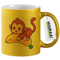 Glitzertasse Süßer Affe Comic 330ml