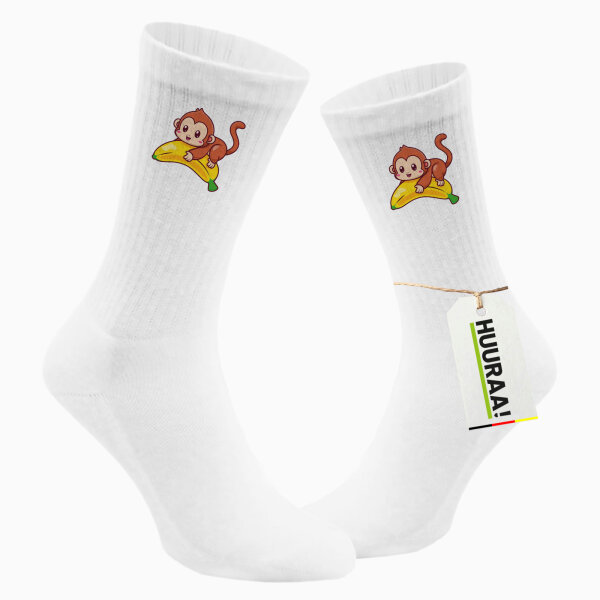 Unisex Socken Süßer Affe Comic Größe 37/46 White Motiv Tennissocken