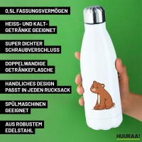 Trinkflasche Bär Comic 500ml Edelstahl Wasserflasche