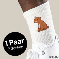 Unisex Socken Bär Comic Größe 37/46 White Motiv Tennissocken