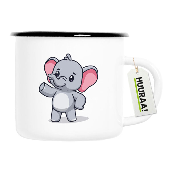 Emaille Tasse Elefant Comic 300ml Vintage Emaille Becher