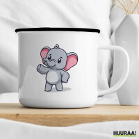 Emaille Tasse Elefant Comic 300ml Vintage Emaille Becher