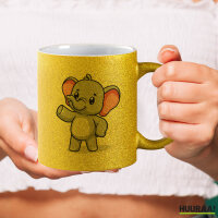 Glitzertasse Elefant Comic 330ml