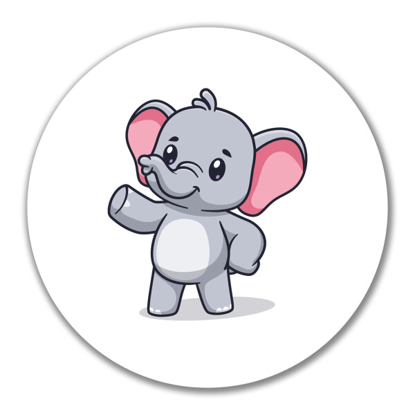 Aufkleber Elefant Comic 10cm rund