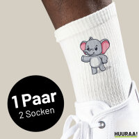 Unisex Socken Elefant Comic Größe 37/46 White Motiv Tennissocken