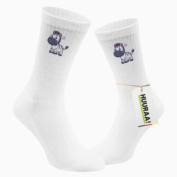 Unisex Socken Zebra Comic Größe 37/46 White Motiv Tennissocken