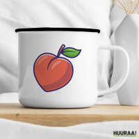 Emaille Tasse Pfirsich Comic 300ml Vintage Emaille Becher