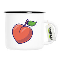 Emaille Tasse Pfirsich Comic 300ml Vintage