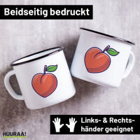 Emaille Tasse Pfirsich Comic 300ml Vintage