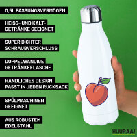 Trinkflasche Pfirsich Comic 500ml Edelstahl Wasserflasche
