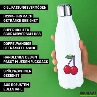 Edelstahl-Trinkflasche Kirsche Comic 500ml Wasserflasche