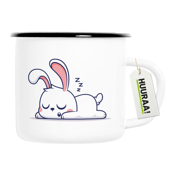 Emaille Tasse Hase Comic 300ml Vintage Emaille Becher