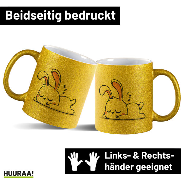 Glitzertasse Hase Comic 330ml