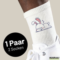 Unisex Socken Hase Comic Größe 37/46 White Motiv Tennissocken