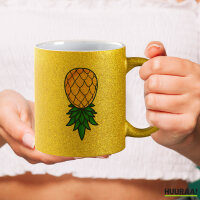 Glitzertasse Ananas Comic 330ml